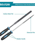 LIBRATON needle file set: two files - carbon steel and diamond - with rubberized handles.