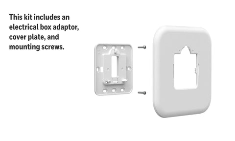 Large Cover Plate And Electrical Box Adaptor For T Series Thermostats with included screws and mounting plate.