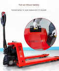 Powerful Full Electric Pallet Jack 4400 Lb Capacity with removable lithium battery for easy replacement.