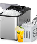 Fast Nugget Ice Maker Countertop With Self Cleaning Pump Delivers 35 Lbs Per Day Of Pebble And Pellet Ice visible with ice scoops