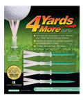 Extreme 4 Inch Golf Tees For Distance Boost And Rock Solid Control, 4 green tees pack with flexible six prong tip shown in package