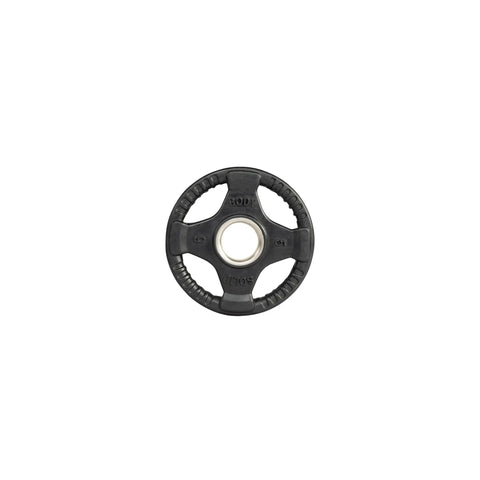 Pro Grade Rubber Coated Olympic Weight Plate With Anti Slip Grip For Home Gym Strength Training Barbell Exercises 5 Pound Plates, top view