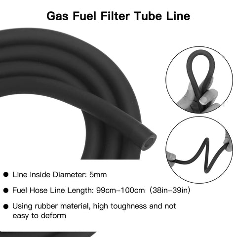 Dirt Bike Gas Line With Filter For GY6 50cc 70cc 90cc 110cc 125cc 150cc Engines, flexible rubber hose shown coiled