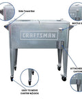 Craftsman Licensed 80-Quart Galvanized Cooler With Wheels For Outdoor Patio Porch Tailgate Ready Ice Chest Ideal For Worksites And Backyard Parties