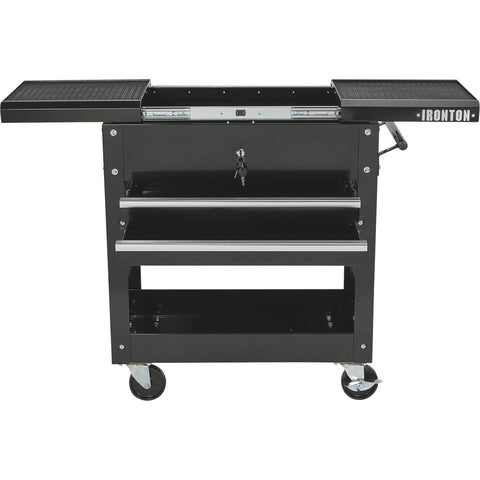 28 Inch Two Drawer Tool Cart With Locking Top And Smooth Rolling Ball Bearing Slides, 350 Pound Capacity, front view