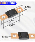 Heavy Duty 100Amp 32Volt Pure Copper Bolt Down Fuse Replacement Fits Mega AMG Stud Mount Circuit Protector with size details.