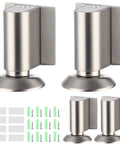 Heavy Duty Brushed Nickel Door Stopper Set For Home And Office Holds Firmly Without Drilling Screws Or Stickers Included with mounting accessories.