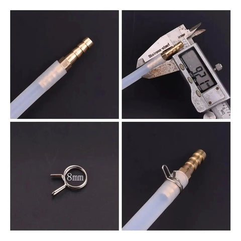 Stainless Steel Hose Clamps 5mm To 14mm Set, measuring hose diameter, spring clip design detail, leakproof use, tightening hardware
