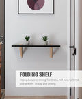 Heavy Duty Folding Wall Shelf Brackets Two Pack Black Iron Ultra Sturdy Support installed under shelf