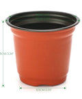 Single 4-inch pot from 100 Pack Red 4 Inch Plastic Plant Pots For Seed Starting And Seedlings Lightweight Reusable Nursery Pots With Drainage Holes Durable Garden Containers For Flowers, Herbs And Veggies