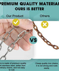 Comparison of SUS304 stainless steel hanging chain and rusted iron chain highlighting corrosion resistance for outdoor use