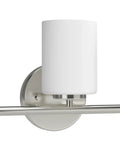 Three Light Etched White Glass Modern Bath Vanity Light With Brushed Nickel Finish for coastal luxury bathrooms, soft inside glow