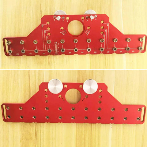 No Fuss 2 In 1 Shelf Pin And Hinge Jig With 35mm Hole Drill Bits, All Metal Self Contained Cabinet Hardware Tool, Red