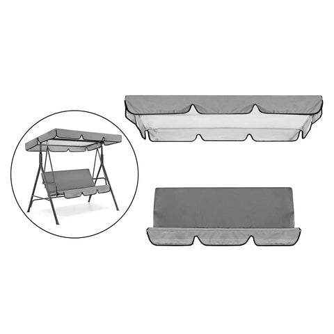 Gray Patio Swing Canopy Replacement For 3 Seater Outdoor Swing Chair Dope Waterproof Dustproof Fabric Easy Install Top And Seat