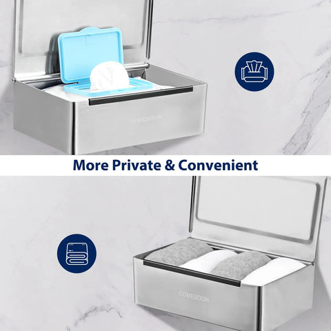 Two Pack Stainless Steel Toilet Paper Holder With Built In Shelf For Mega Rolls Up To 6 Inch Diameter Wall Mount Bathroom Organizer