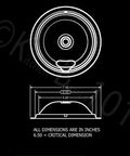 Diagram of Porcelain Drip Pan Set for Frigidaire Kenmore Ovens, Replacement Four Piece Includes Two 6 Inch and Two 8 Inch Pans, Made in USA.