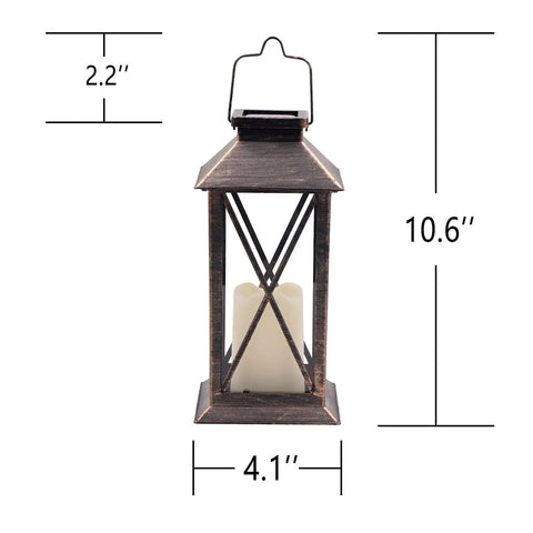 Outdoor Hanging Solar Lanterns Waterproof LED Lights For Porch Garden Patio Pathway Deck Yard Bronze Finish Two Pack