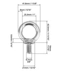 Detailed diagram of 10 Pack Stainless Steel M10 Shoulder Lifting Ring Eye Bolts With Male Thread For Machinery Heavy Duty Ring Shoulder Eye Bolts Rust Resistant 304 Stainless Steel 18mm Length Easy Attach For Lifting And Rigging.