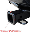2 Inch Tow Receiver Hitch Cover Plug Cap Black Durable 2x2 Receiver Tube Plug That Stays Put And Goes On Easy Fits Toyota Ford GMC Jeep Chevy F150 4Runner Lexus And More Ball Insert Included attached to vehicle bumper.