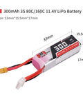 3S 11.4V 300mAh LiPo Battery With XT30 Connector For Betafpv 75X HD Toothpick FPV Racing Drones 80C 160C High Discharge Ready