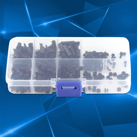 DIY Ready M2 Nylon Standoff Spacers Kit 250 Piece Assortment Hex Female Threaded Columns PA66 Insulated Non Conductive Spacers for PCB Boards and Electronics Projects in organizer case