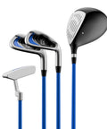 7 Piece Junior Golf Club Set For Ages 8 To 12, Right Handed, Height 56 To 62 Inches, Blue Youth Golf Gear For Home And Backyard Practice