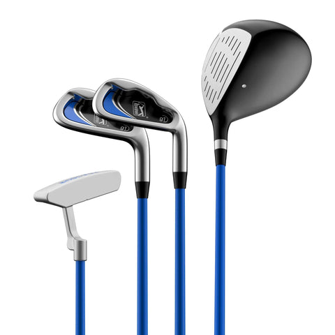 7 Piece Junior Golf Club Set For Ages 8 To 12, Right Handed, Height 56 To 62 Inches, Blue Youth Golf Gear For Home And Backyard Practice