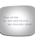 Driver Left Side Mirror Glass Replacement With Adhesive Pads For Volvo V70 XC70 XC90 2007 2010 2014 Flat Glass 7 1 Eighth Inch
