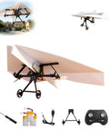 Electric RC Paper Airplane Kit With Gyro Stabilizer For Smooth Outdoor Flights showing all components including remote and batteries