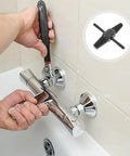 Person using Heavy-Duty Pipe Thread Extractor For Broken Threads, Screw Removal Tool For Faucets And Water Lines on a bathtub faucet