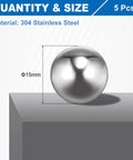 15mm 304 Stainless Steel Bearing Balls Set Of 5 G100 Precision Metric Mixing Balls For Bearings Bicycles And Casters