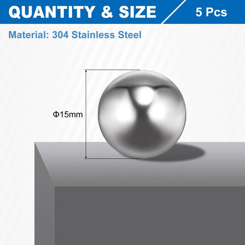15mm 304 Stainless Steel Bearing Balls Set Of 5 G100 Precision Metric Mixing Balls For Bearings Bicycles And Casters