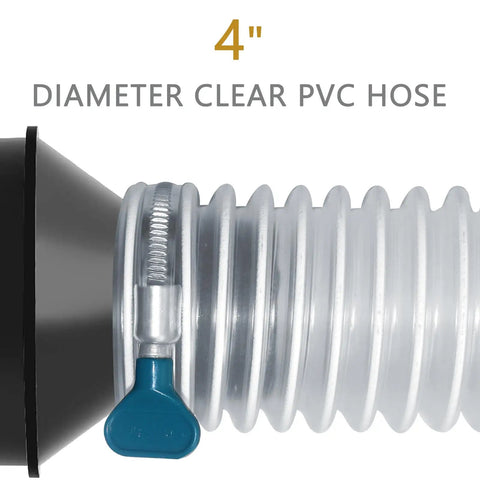 Close-up of Heavy Duty 4 Inch By 20 Foot Flexible Clear PVC Dust Collection Hose With Carbon Steel Wire Coil For Dust Collectors.