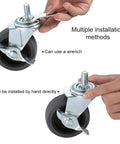 Top Notch 3 Inch Silent Swivel Caster Wheels With Locking Brake And Quick Threaded Stem Mount shown with installation methods.