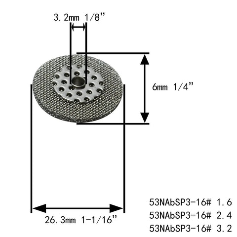 Champagne Ceramic Cup Alumina Nozzle H Type 53NAHCN dimensions, TIG Screen 53NAbSP3 for SR WP Series TIG Welding Torches