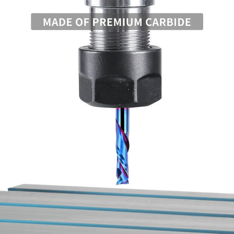 Up And Down Spiral Router Bit With Quarter Inch Shank And Quarter Inch Cutting Diameter, Pro Grade Solid Carbide CNC End Mill in action