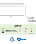 Diagram detailing Mid Century Modern 3 Light Flush Mount Ceiling Light With White Linen Drum Shade And Round Glass Diffuser features.