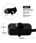 12V 24V DC Motion Sensor Light Switch Black PIR Occupancy Controller With Adjustable Delay And Sensitivity 3A Load Hands Free Auto On Off Ideal For Kitchen Cabinets Pantry Closet And LED Tape Lighting, 48x14x25mm