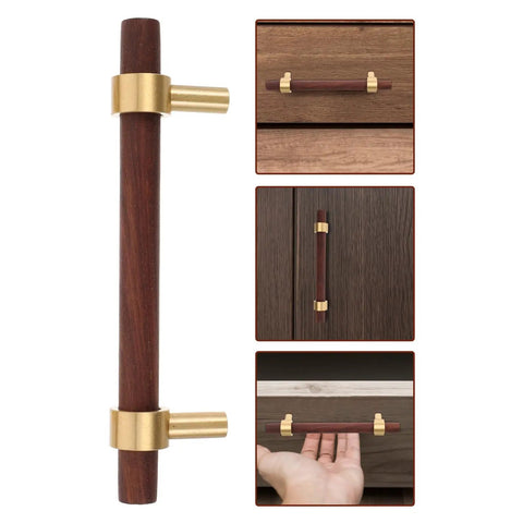 Walnut Cabinet Pulls Set 2 Pack Modern Long Handles for Kitchen and Bathroom Cabinets, Dressers, Wardrobes, 96mm hole spacing