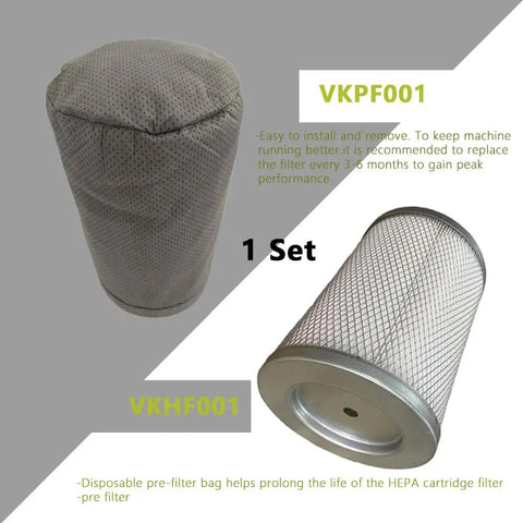 Cartridge Vacuum HEPA Filter VKHF001 And Pre Filter VKPF001 With Clamp For Vacmaster Industrial VK811PH And VK1011SIWTH