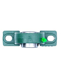 UCP207-20 Pillow Block Mounted Bearing 1-1/4 Inch Bore Set Of 2, Built To Last Heavy Duty Cast Iron Housing With Chrome Steel Ball Bearing, Ideal For Industrial Motors, Conveyors, And Machinery., front view