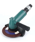 Hardcore Slick 5 Inch Pneumatic Angle Grinder With Adjustable Speed Control For Precision Grinding Sanding And Polishing Marble Granite Tile Using Air Powered Die Tool For Tight Spots close-up of the tool head showing abrasive disc and adjustable handle.