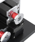Close-up of Ftvogue Mini Metal Wood Turning Lathe 60 Watt with three jaw chuck and precision dials for DIY woodworking.