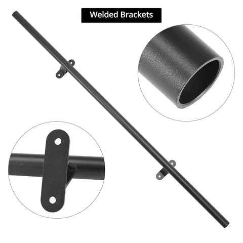 Rustic Black Round Tube Sliding Barn Ladder Track Kit With 39 And Three Quarters Inch Steel Track And Complete Hardware Set For No Fuss Install Durable Steel Construction For A Sleek Farmhouse Modern Look