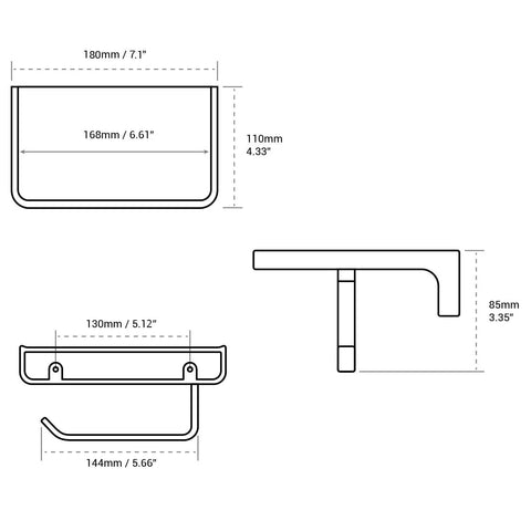 Diagram of Oil Rubbed Bronze Wall Mount Toilet Paper Holder With Built In Phone Shelf And Storage Super Handy Dispenser