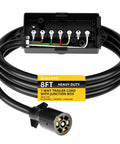 Built Like A Tank 7 Way Trailer Plug And Inline Connector Cord With Waterproof Junction Box, 8 Foot Heavy Duty Wiring Harness