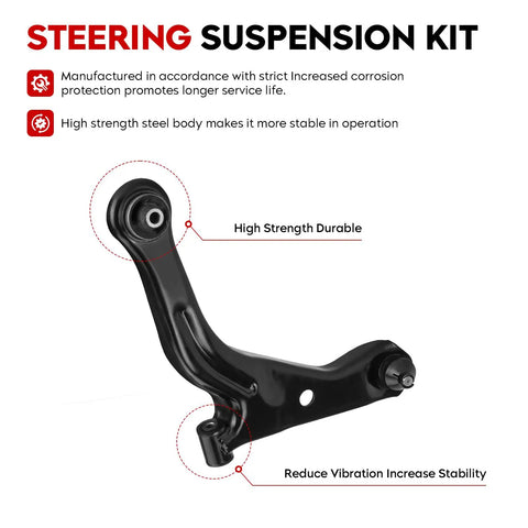 Ford Escape Mazda Tribute Mercury Mariner Front Lower Control Arm Suspension Kit With Ball Joint Tie Rods 8 Piece Set Heavy Duty Build K80400 K80399 For 2005 2009 Non Hybrid Models black steel control arm with ball joints