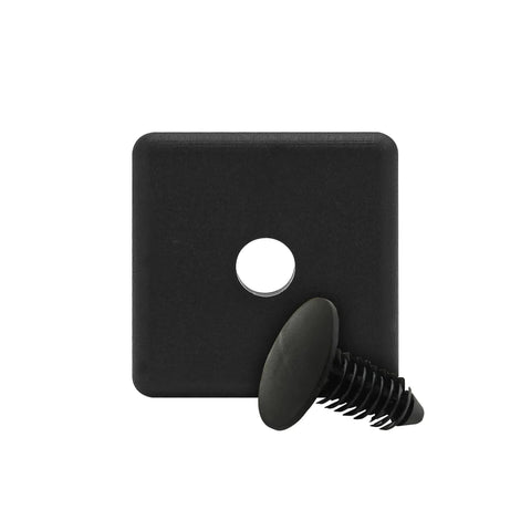 Top Shelf 1.5 X 1.5 Inch Matte Black Plastic Square End Caps For T Slot Aluminum Framing with Quick Snap On Tips.