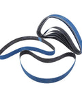 10 Pack P80 Sanding Belts 13Mm X 457Mm Heavy Duty Zirconium Abrasive showing blue zirconium abrasive strips for air sanders.