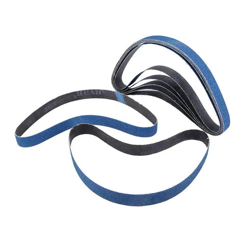 10 Pack P80 Sanding Belts 13Mm X 457Mm Heavy Duty Zirconium Abrasive showing blue zirconium abrasive strips for air sanders.